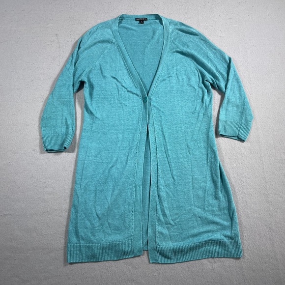 Lafayette 148 New York Cardigan Sweater Duster Knit Linen Women Small Size Blue - Picture 1 of 9